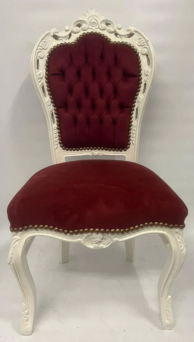 Baroque dining room chair burgundy red / cream - handmade antique style chair with elegant velvet fabric - dining room furniture in baroque style - baroque furniture