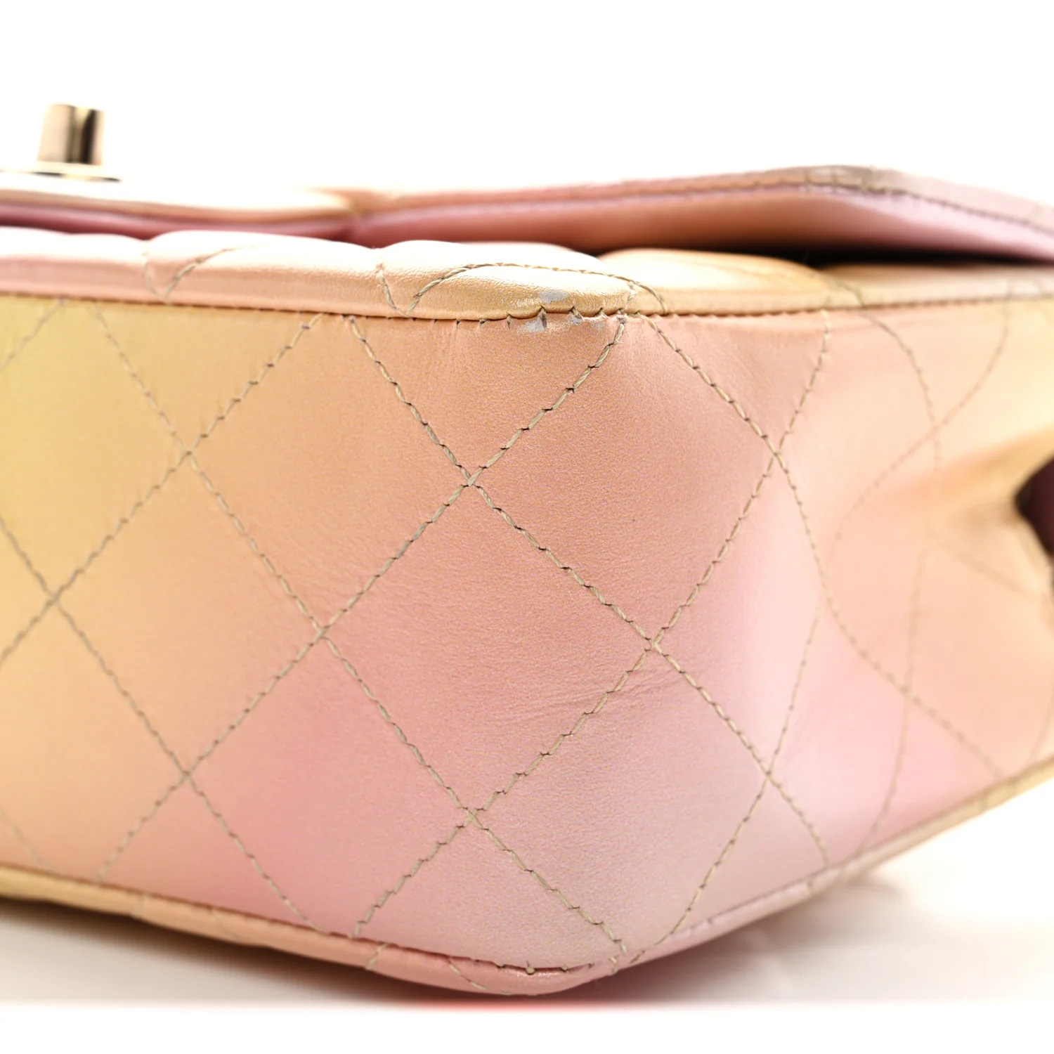 Lambskin Quilted Tie Dye Ombre Mini Rectangular Flap Yellow Multicolor - Top Club