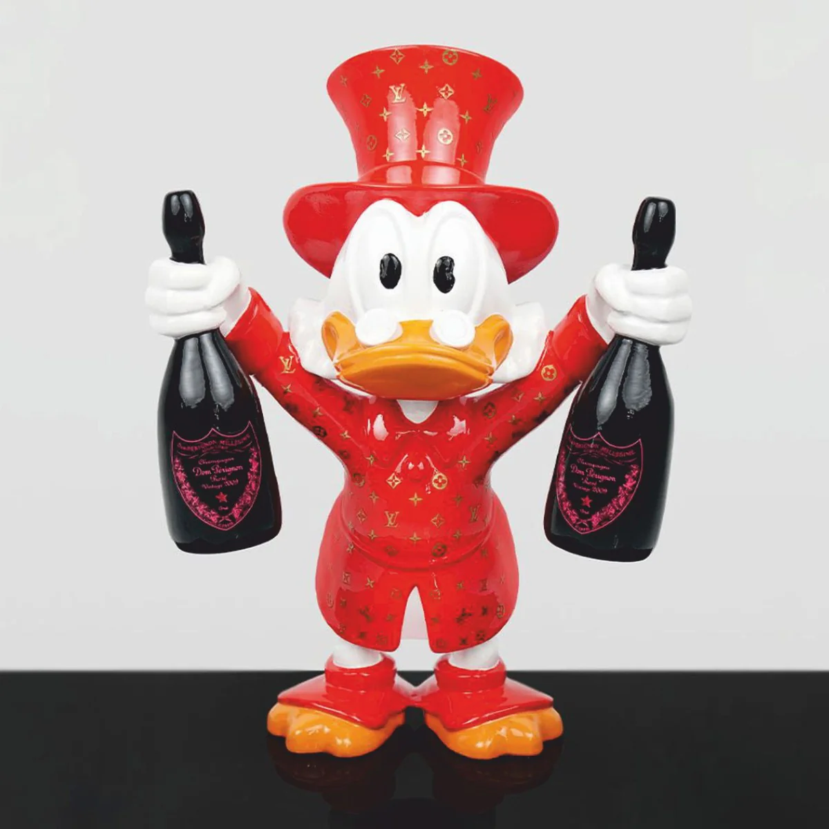 XXL decorative sculpture duck red / white / black H. 170 cm - large decorative figure
