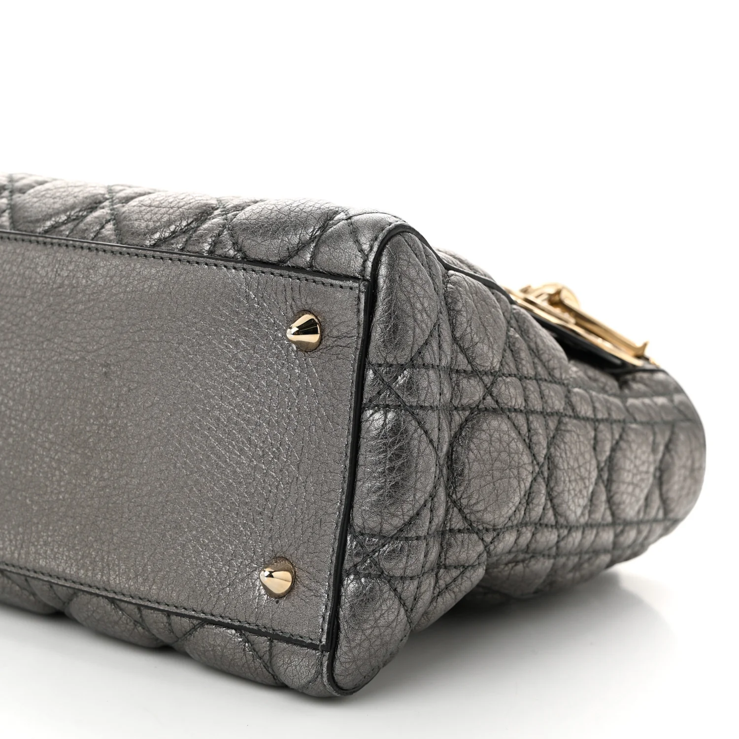 Metallic Grained Calfskin Cannage Medium Supple Lady Dior Steel - Top Club