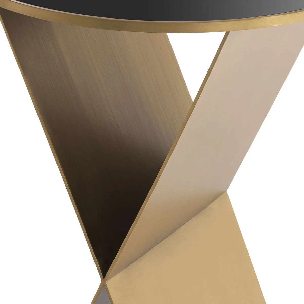 Luxury side table brass / black Ø 50 x H. 70 cm - Round stainless steel table with glass top - Living room furniture - Luxury collection
