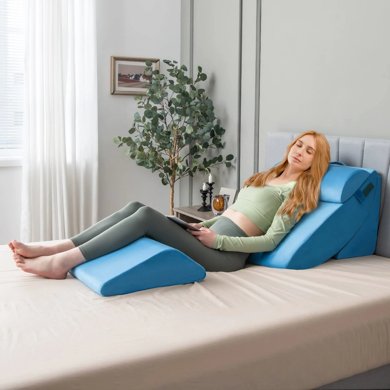 BEFOUNDLOVELY 4 PCS Wedge Pillow Set, Adjustable Memory Foam Incline Pillows with Removable & Washable Cover