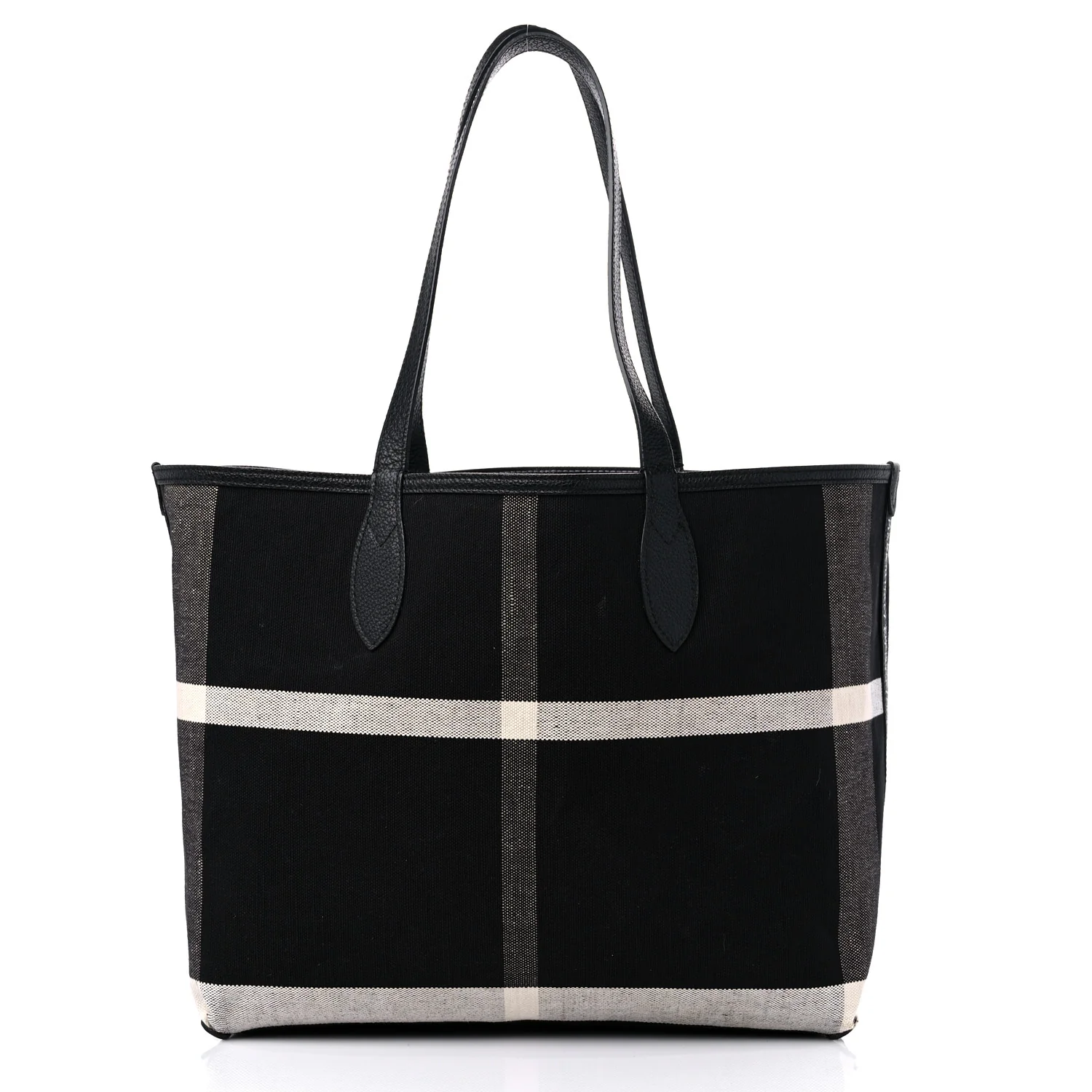 Coated Canvas Mega Check Medium Doodle Tote Black White - Top Club
