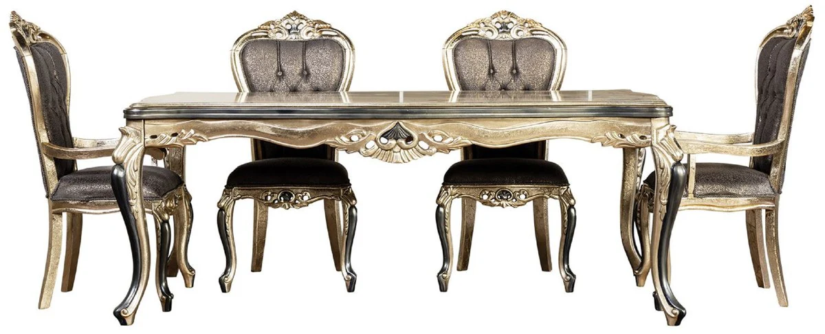 Luxury Baroque Dining Room Chair Set of 6 Purple / Antique Gold / Black - Magnificent Baroque Style Kitchen Chairs - Luxury Baroque Style Dining Room Furniture - Baroque Dining Room Furniture - Baroque Style Furniture