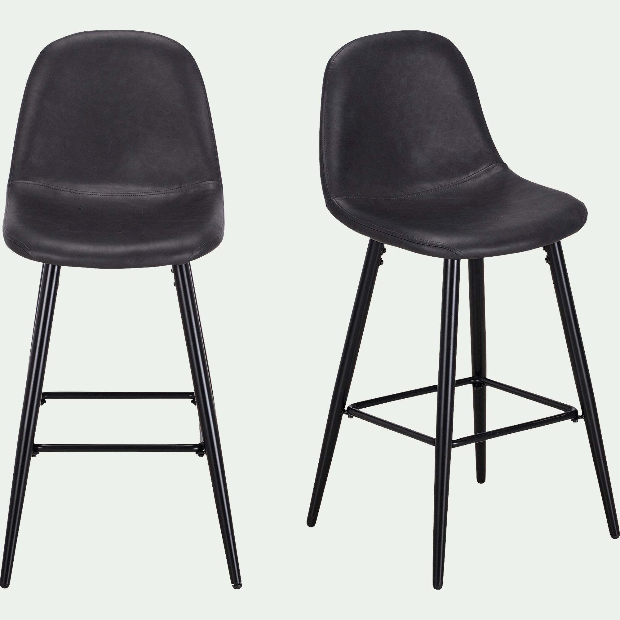 LOANA - Chaise de bar en simili - noir H66cm