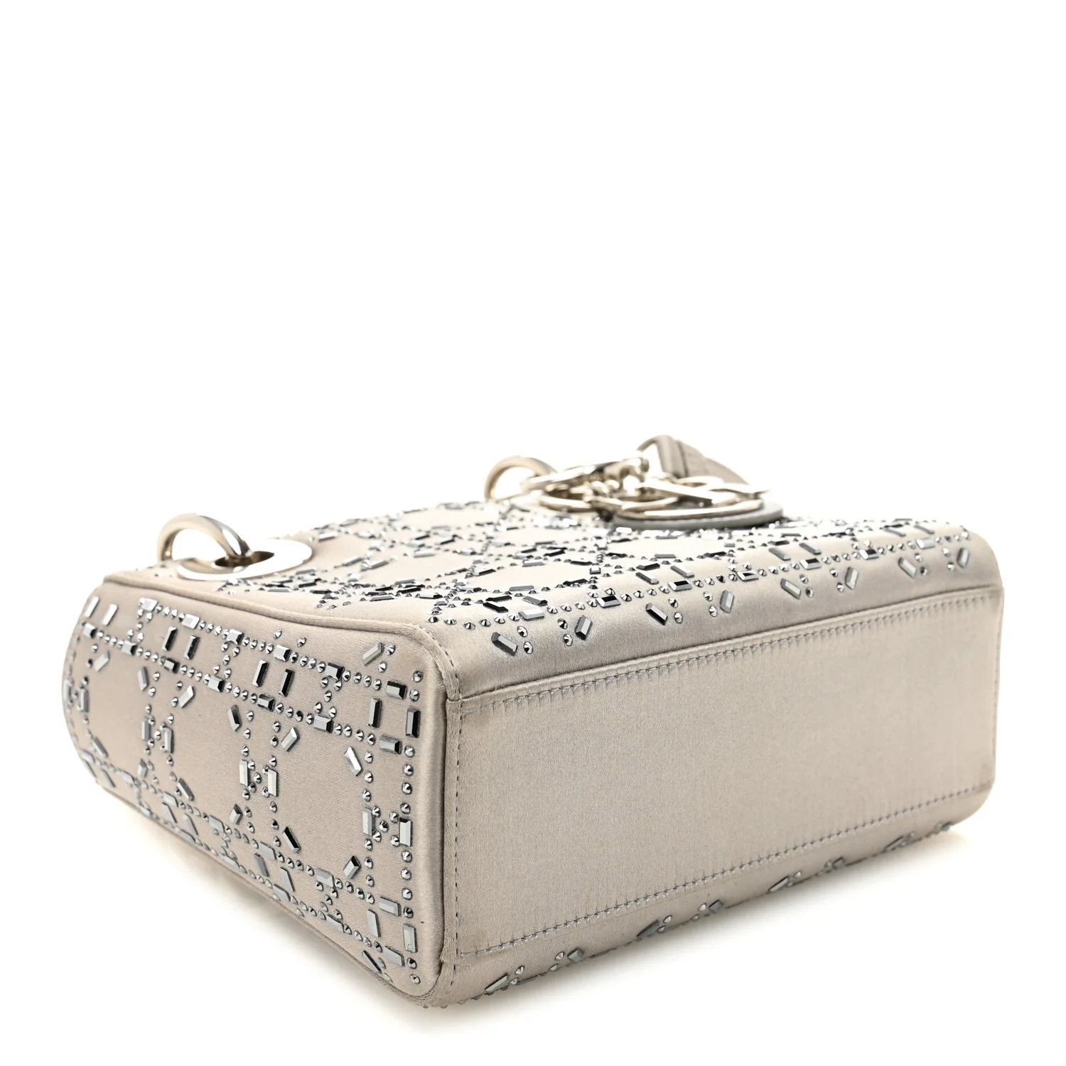 Satin Crystal Cannage Mini Lady Dior Gray - Top Club