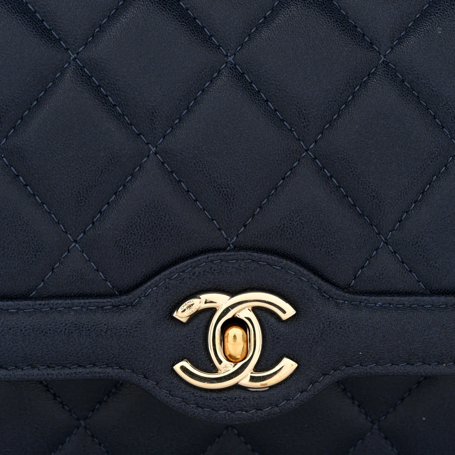 Lambskin Quilted Hold The Line Wallet On Chain WOC Dark Blue - Top Club