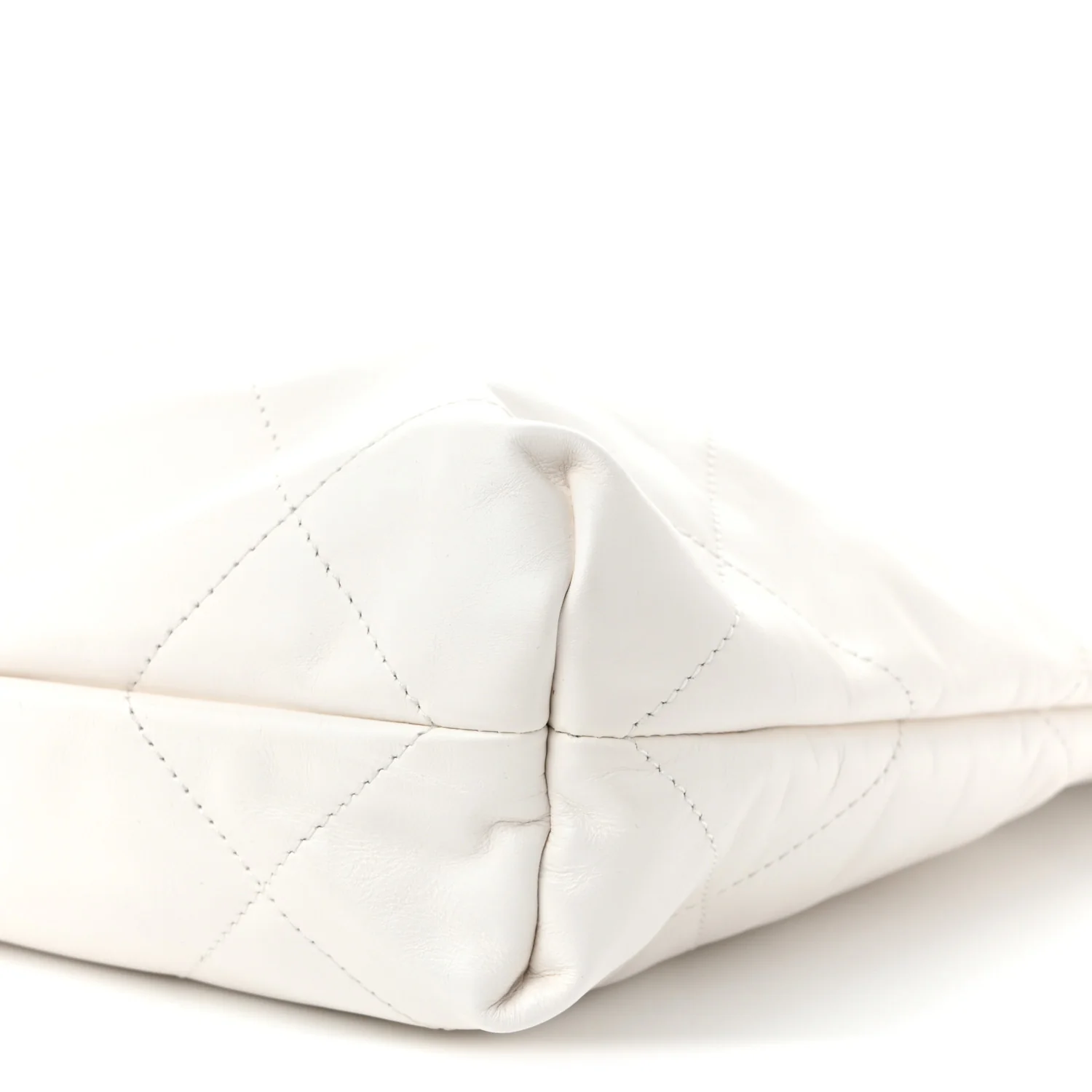 Shiny Calfskin Quilted Small Chanel  White - Top Club
