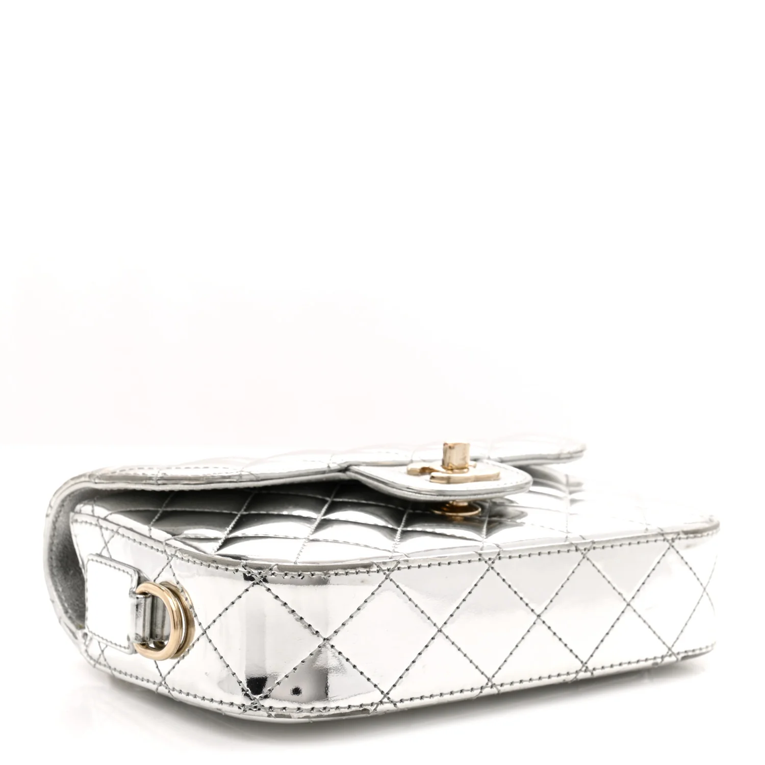 Mirror Calfskin Metallic Calfskin Quilted Hollywood Boulevard Mini Flap With Star Coin Purse Silver - Top Club