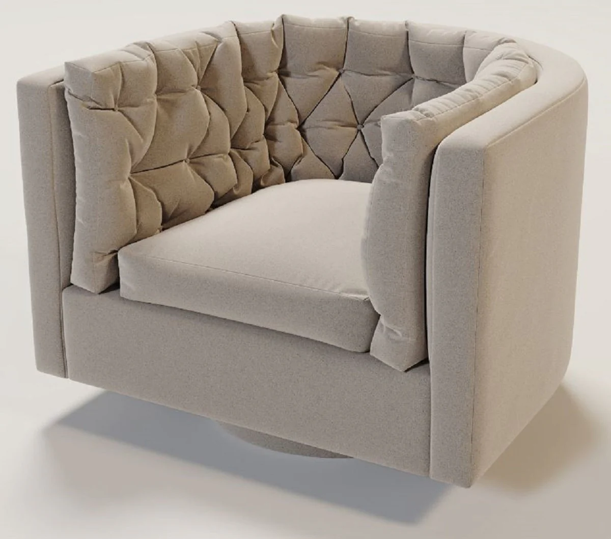 Luxury velvet swivel armchair beige 73 x 66 x H. 74 cm - living room armchair - hotel armchair - living room furniture - hotel furniture - luxury furniture - luxury living room furnishings