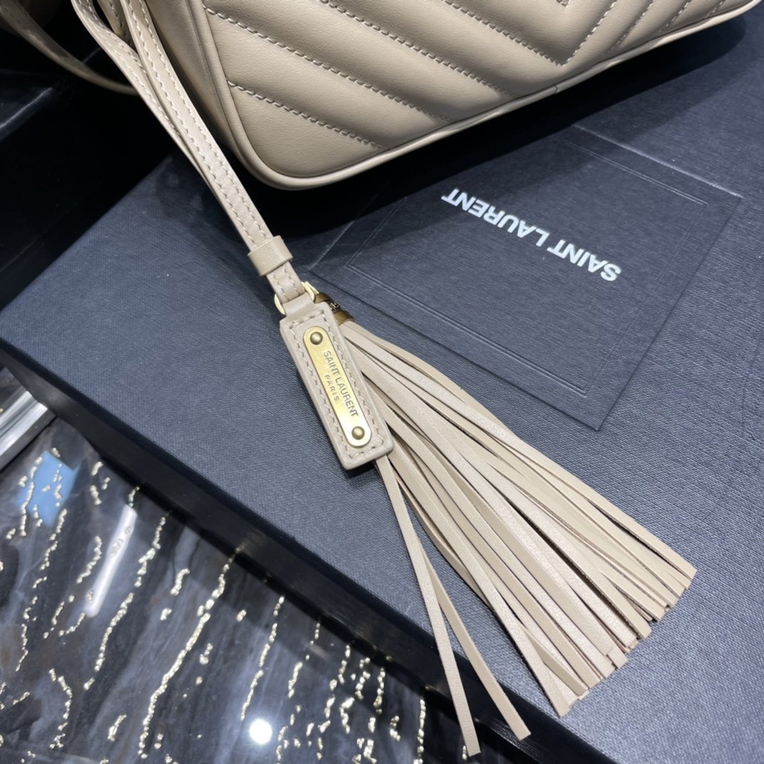 Y Lou Camera Bag Beige With Gold Toned Hardware - Top Club
