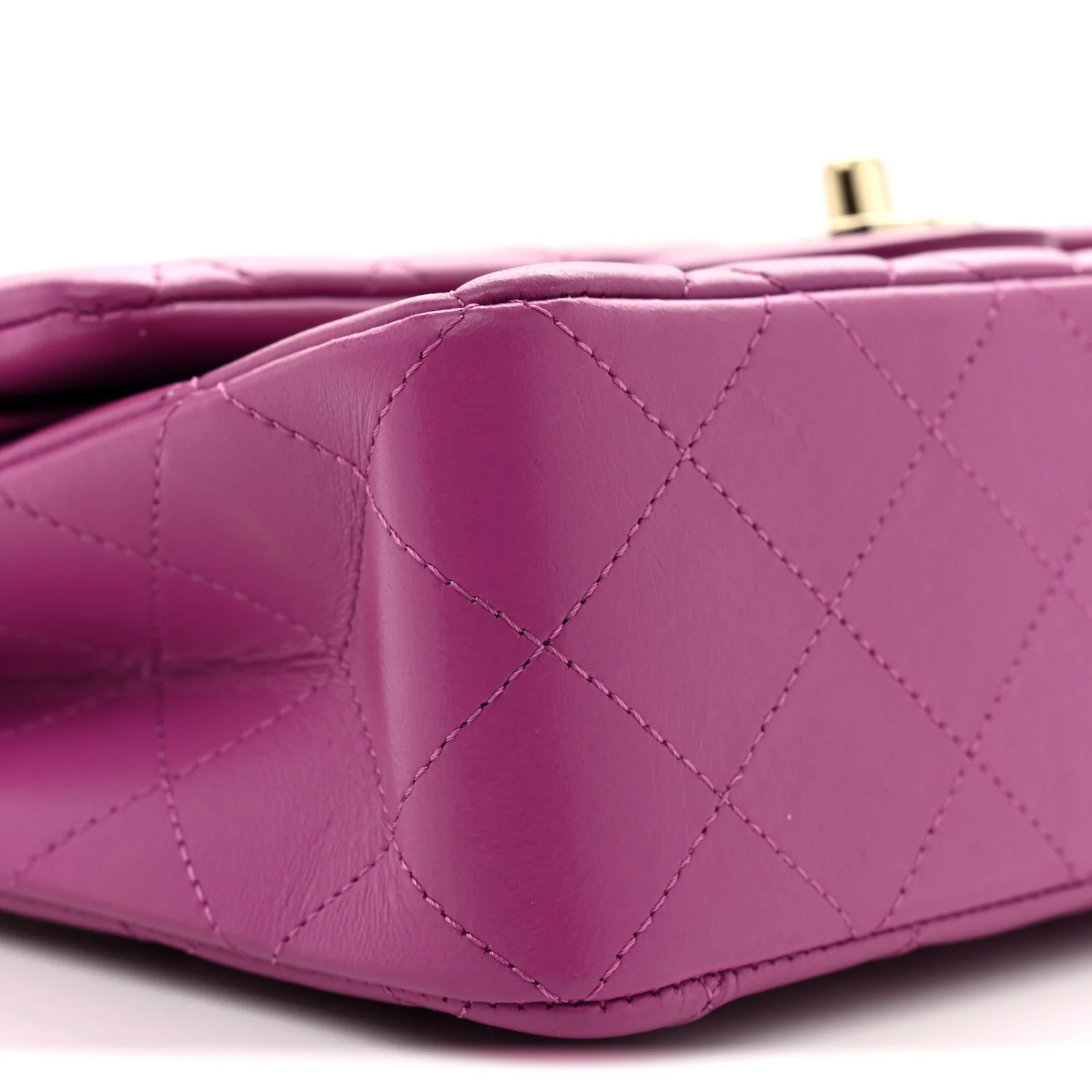 Lambskin Quilted Small Double Flap Purple - Top Club