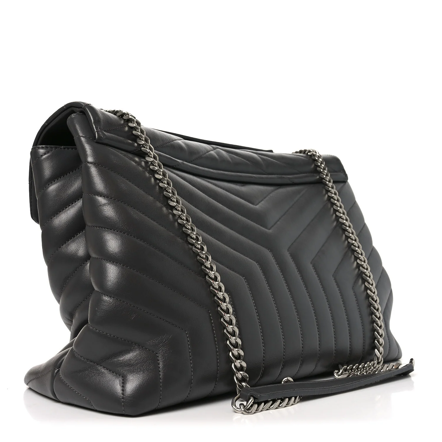 Calfskin Y Quilted Monogram Large Loulou Chain Satchel Earth