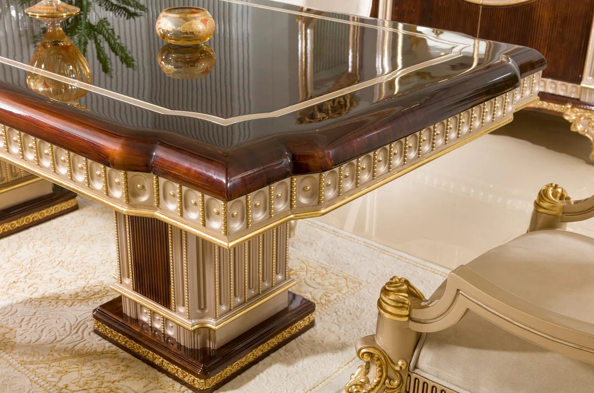 Luxury Baroque Dining Room Furniture Set Dark Brown / Gray / Gold
