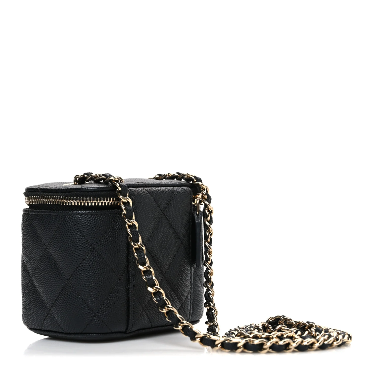 Caviar Quilted Mini Vanity Case With Chain Black - Top Club