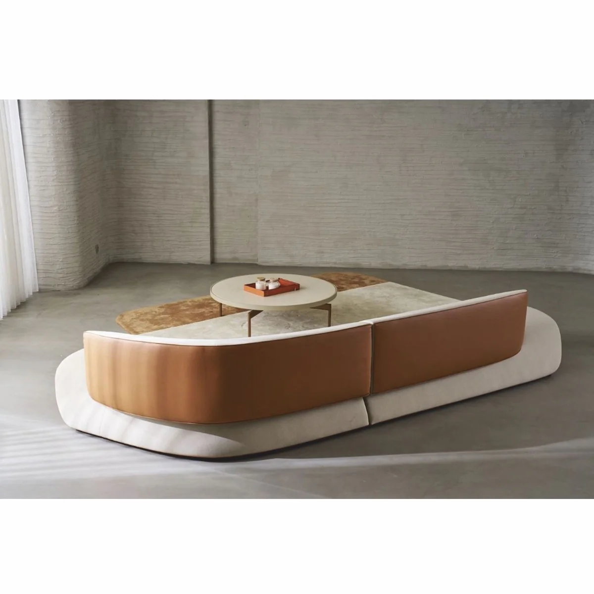 Luxury corner sofa light gray / brown 402 cm - living room & hotel furniture