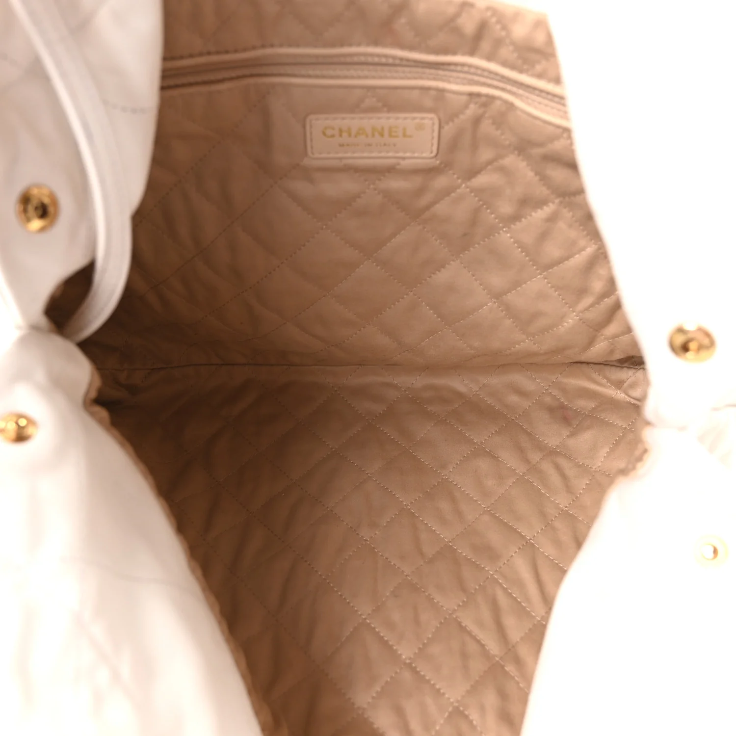 Shiny Calfskin Quilted Chanel 22 White - Top Club