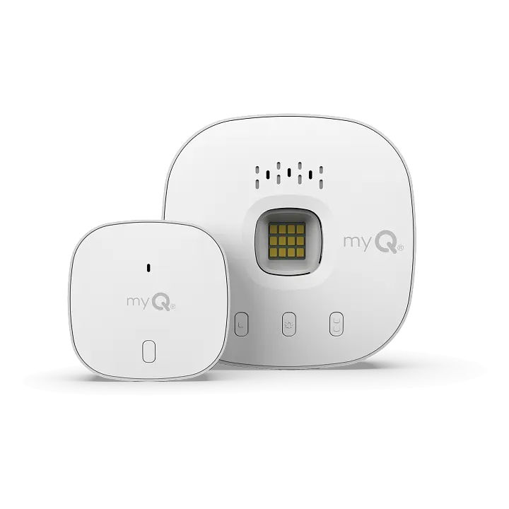 myQ Smart Garage Control - Wireless Garage Hub and Sensor with Wifi & Bluetooth - Smartphone Controlled, White
