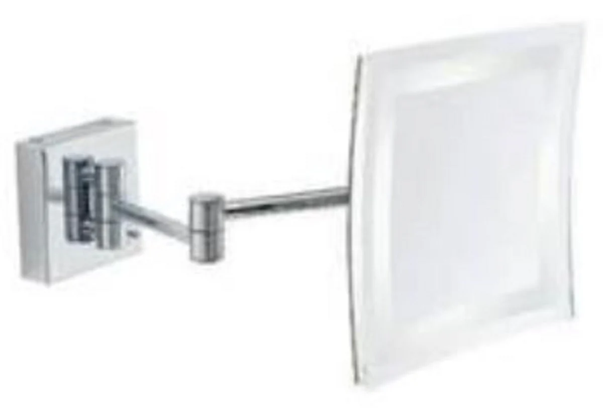 Luxury LED cosmetic mirror silver 22 x 39 x H. 22 cm - Adjustable cosmetic wall mirror - Chrome-plated bathroom make-up mirror - Luxury bathroom accessories