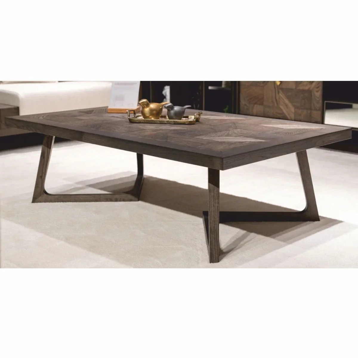 Luxury solid wood coffee table brown 138 cm - hotel & living room furniture