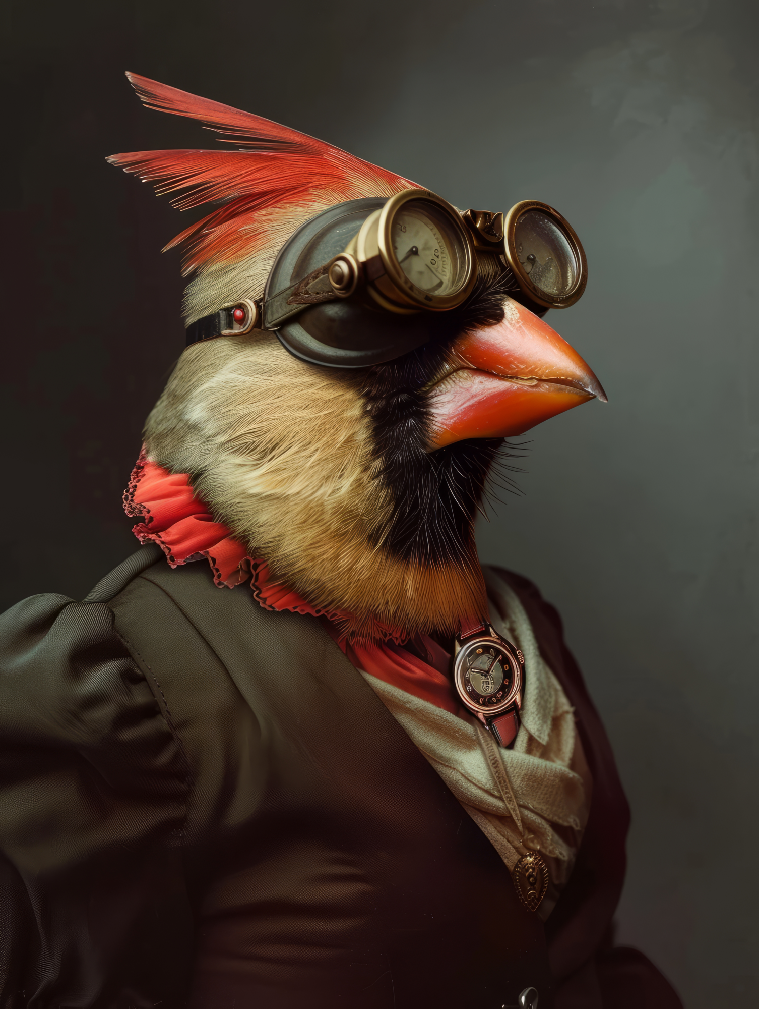 Canvas schilderij van een kardinaal vogel 100x200 cm