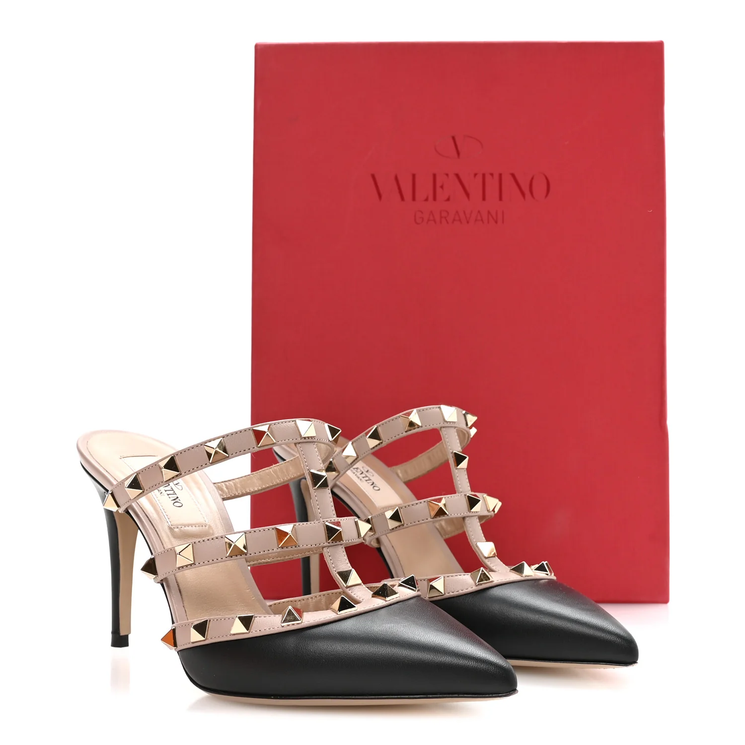Nappa Rockstud 90mm Cage Mules 36 Black Poudre - Top Club