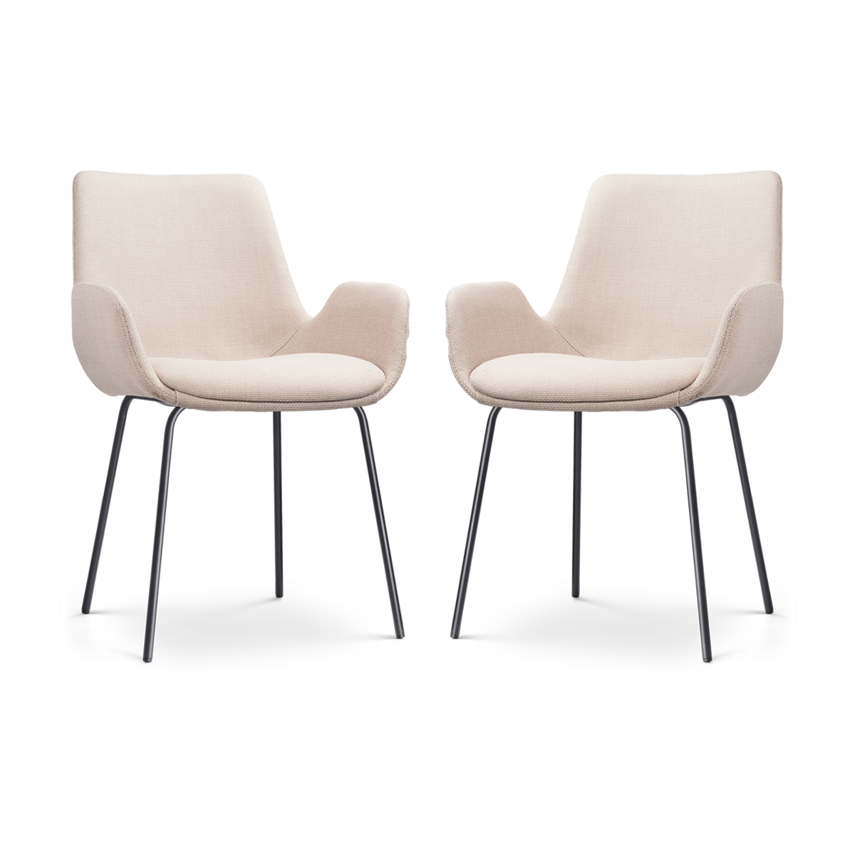 Eetkamerstoel Nora-Eef beige - zwart onderstel - set van 2