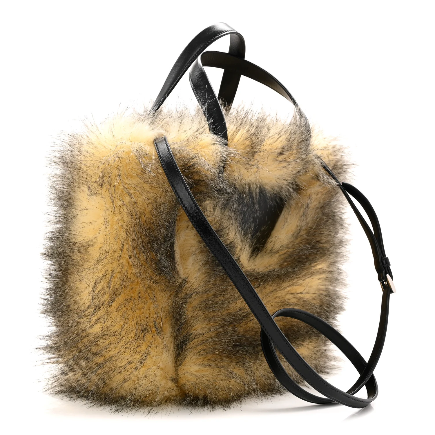 Aspen Vitello Faux Fur Tote Crema Black - Top Club