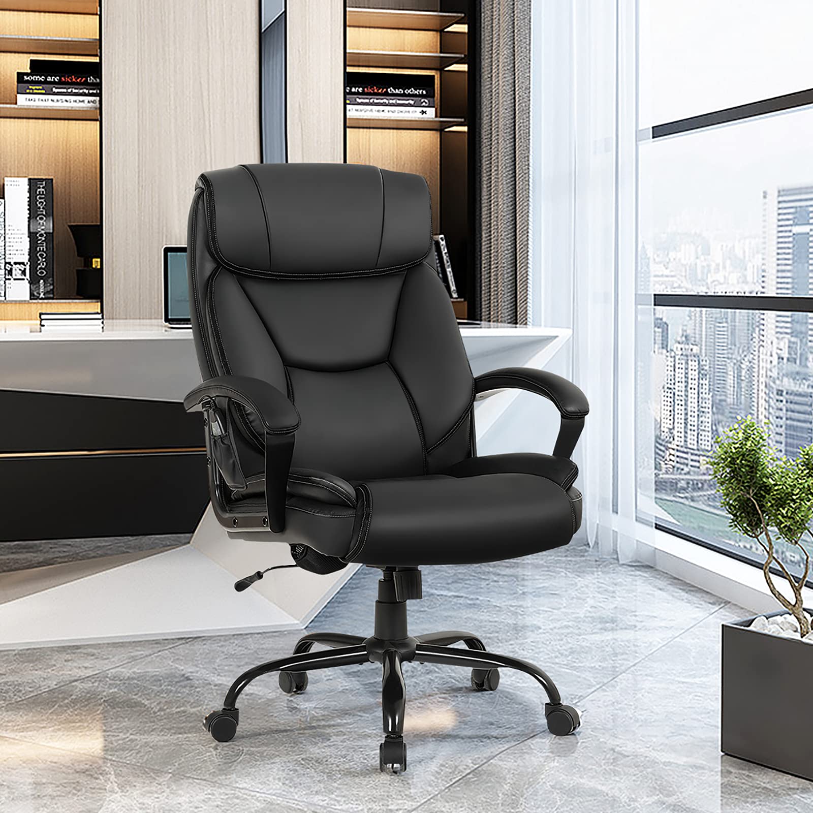 BEFOUNDLOVELY 500 lbs Big and Tall Office Chair, Massage Executive Chair w/ 6 Vibrating Points