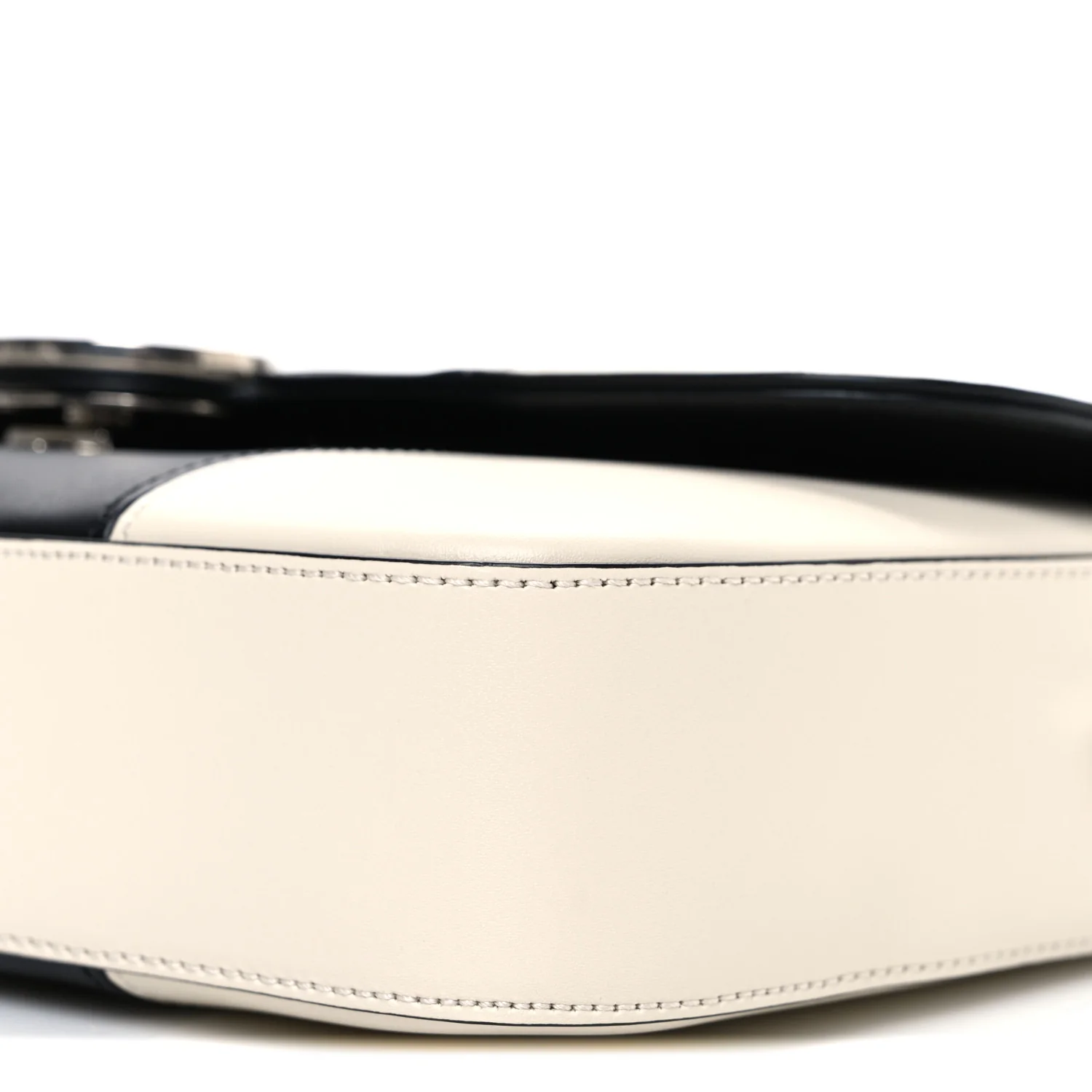 Senna Calfskin Lines Petite GG Top Handle Shoulder Bag Black Mystic White - Top Club