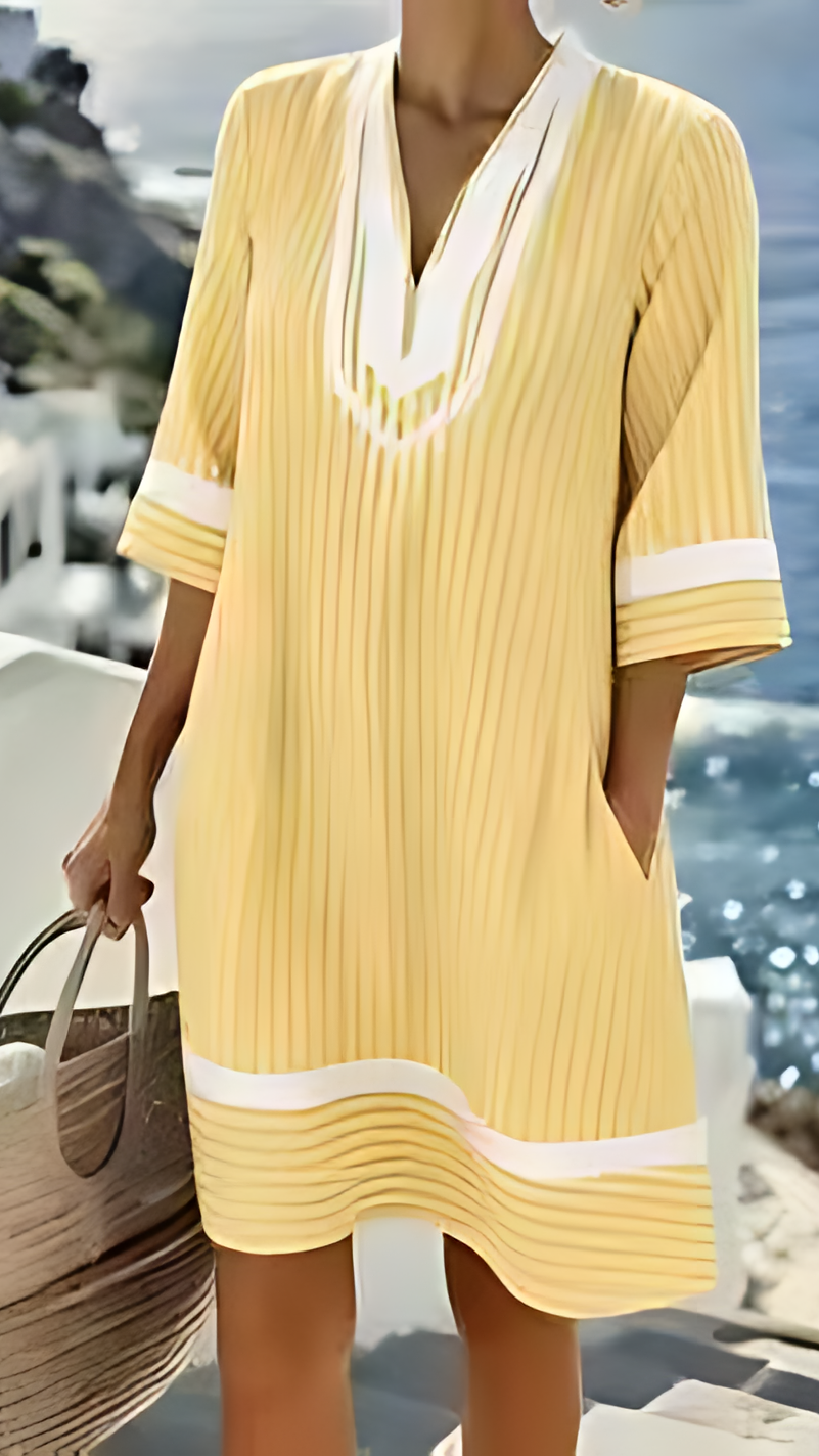 Women's beach vacation style V-neck printed loose beach dress - Nordfashionstorm - Women's Clothing, Fashion for You - Nordfashionstorm.com