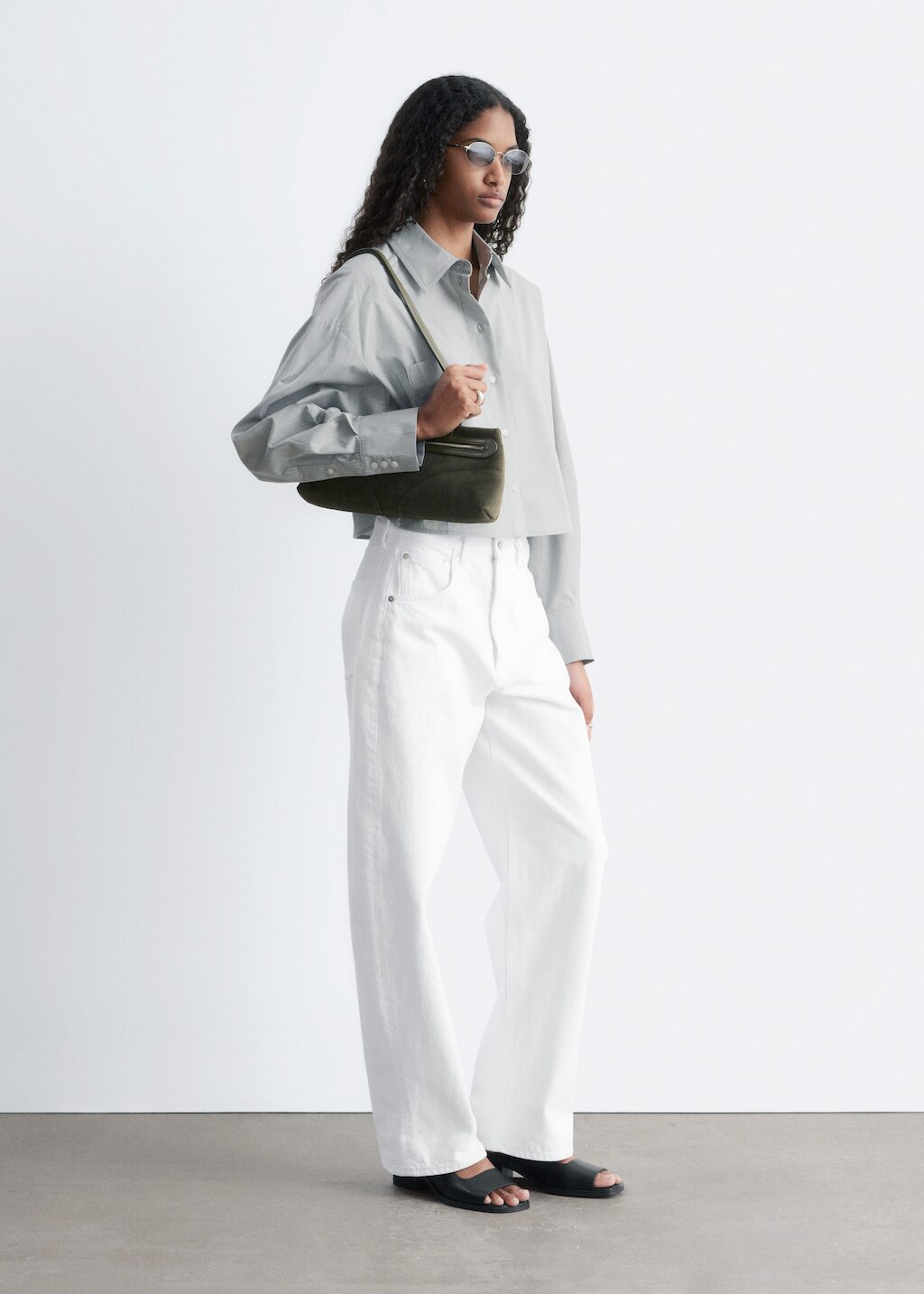 & Other Stories CROPPED OVERSIZED COTTON SHIRT