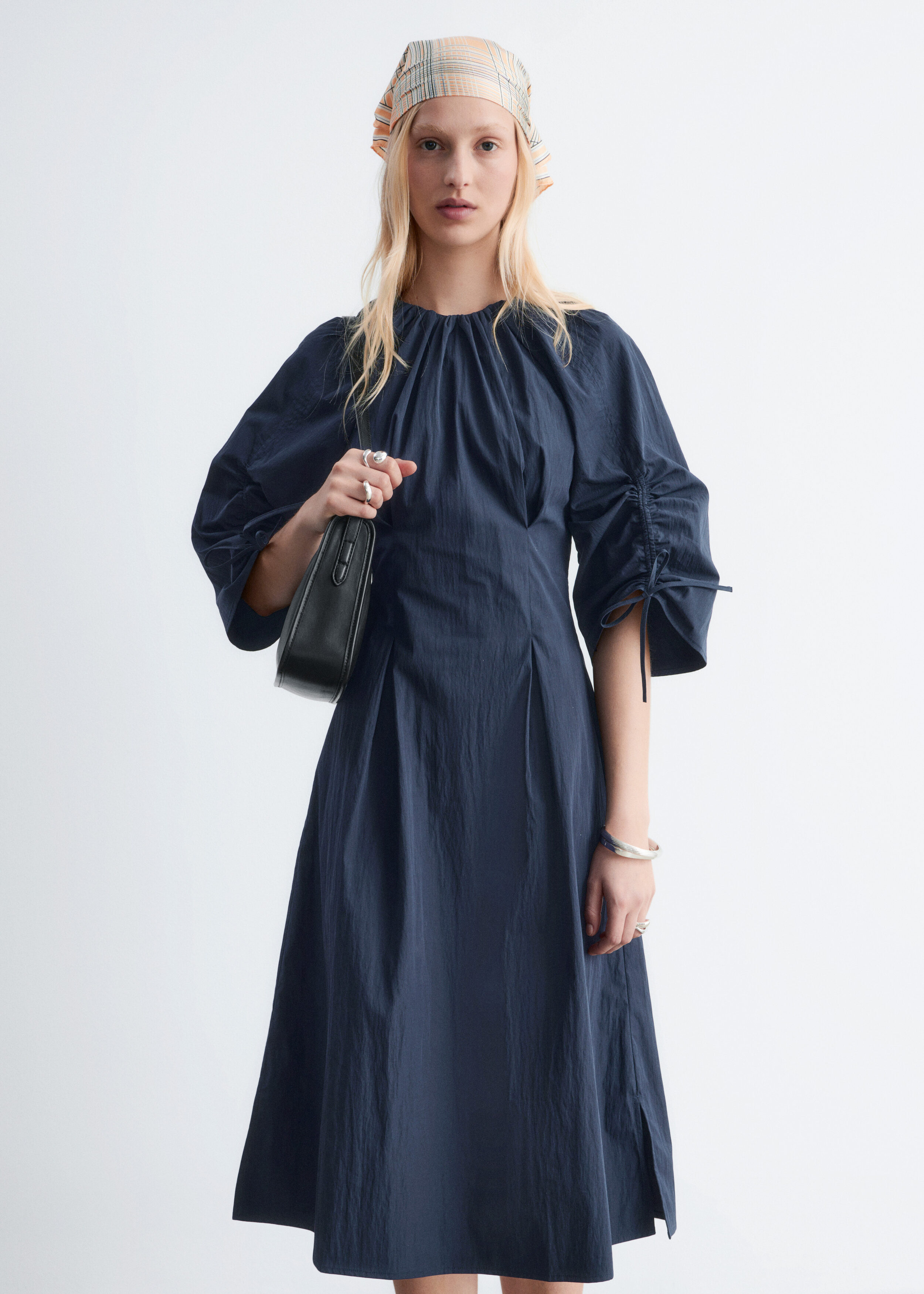 & Other Stories SCULPTURAL DRAWSTRING MIDI DRESS