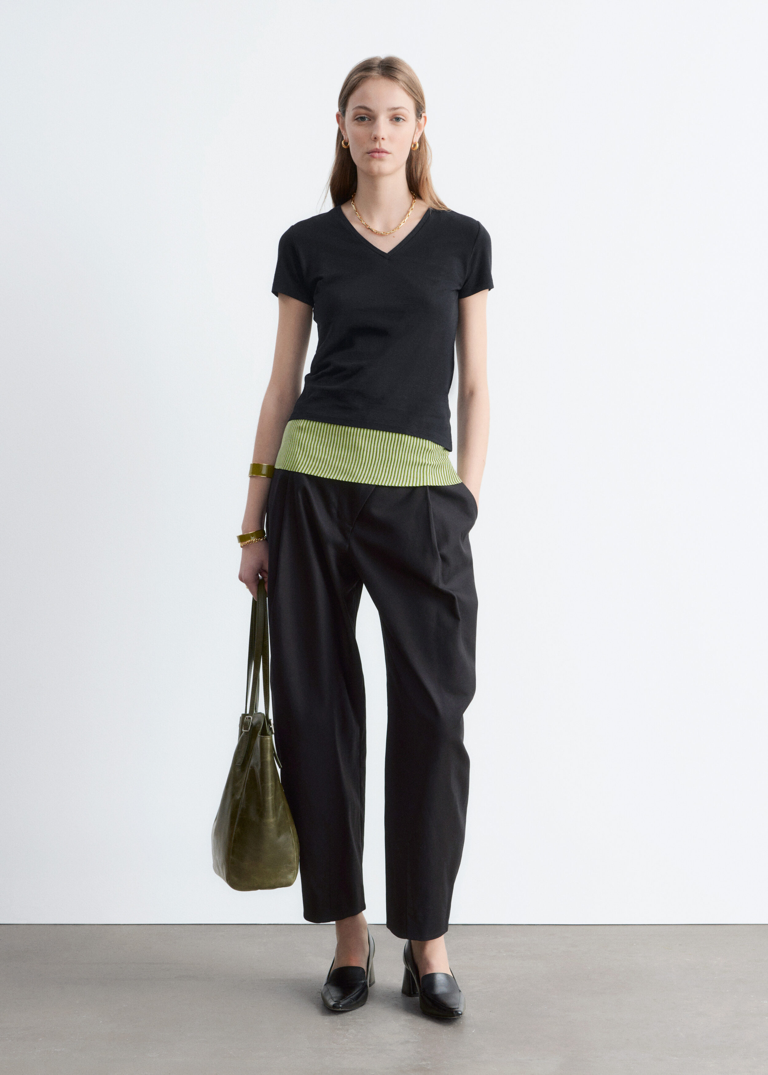 & Other Stories COTTON V-NECK T-SHIRT