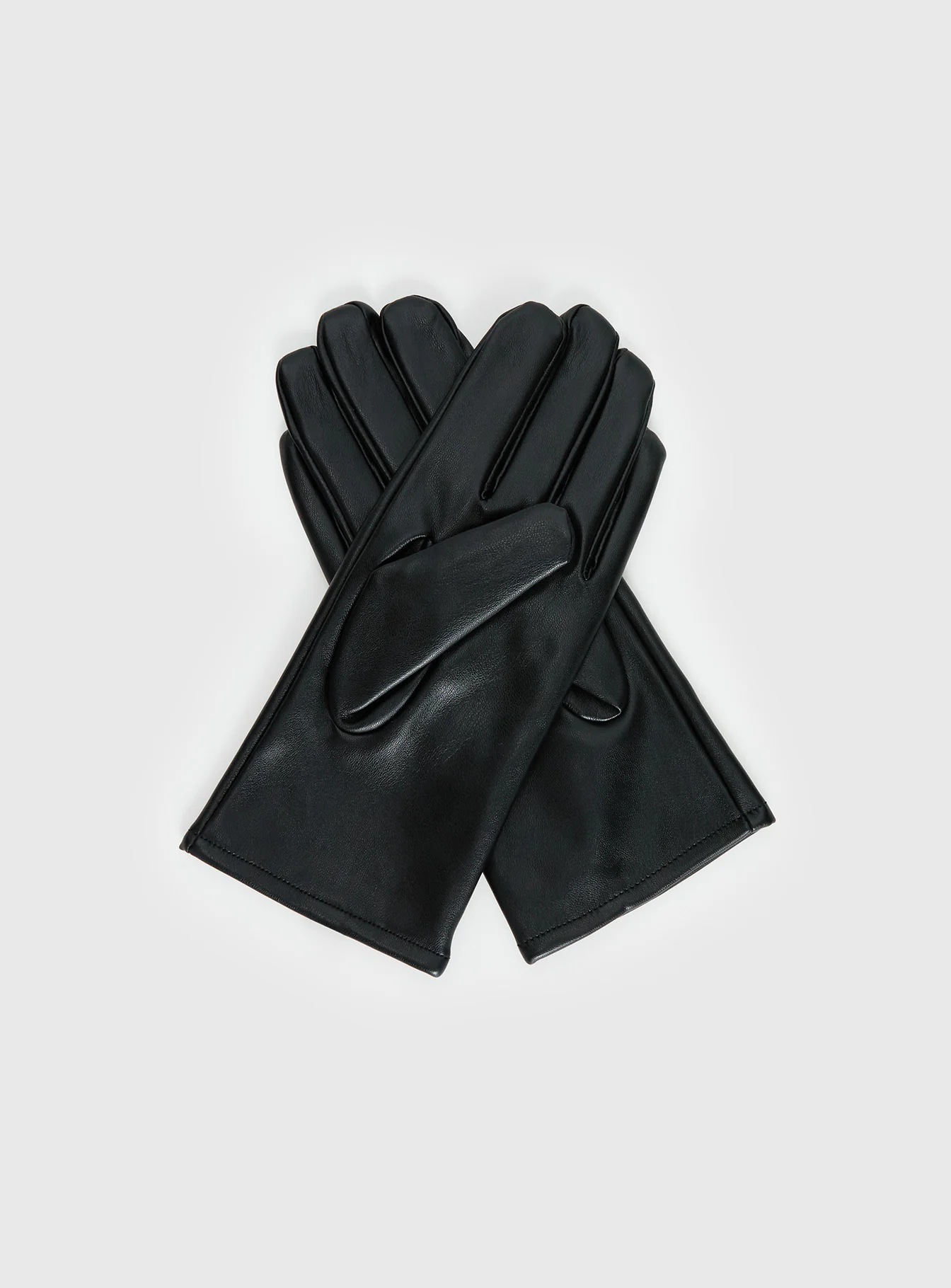 Zaylah Faux Leather Stud Detail Gloves Black