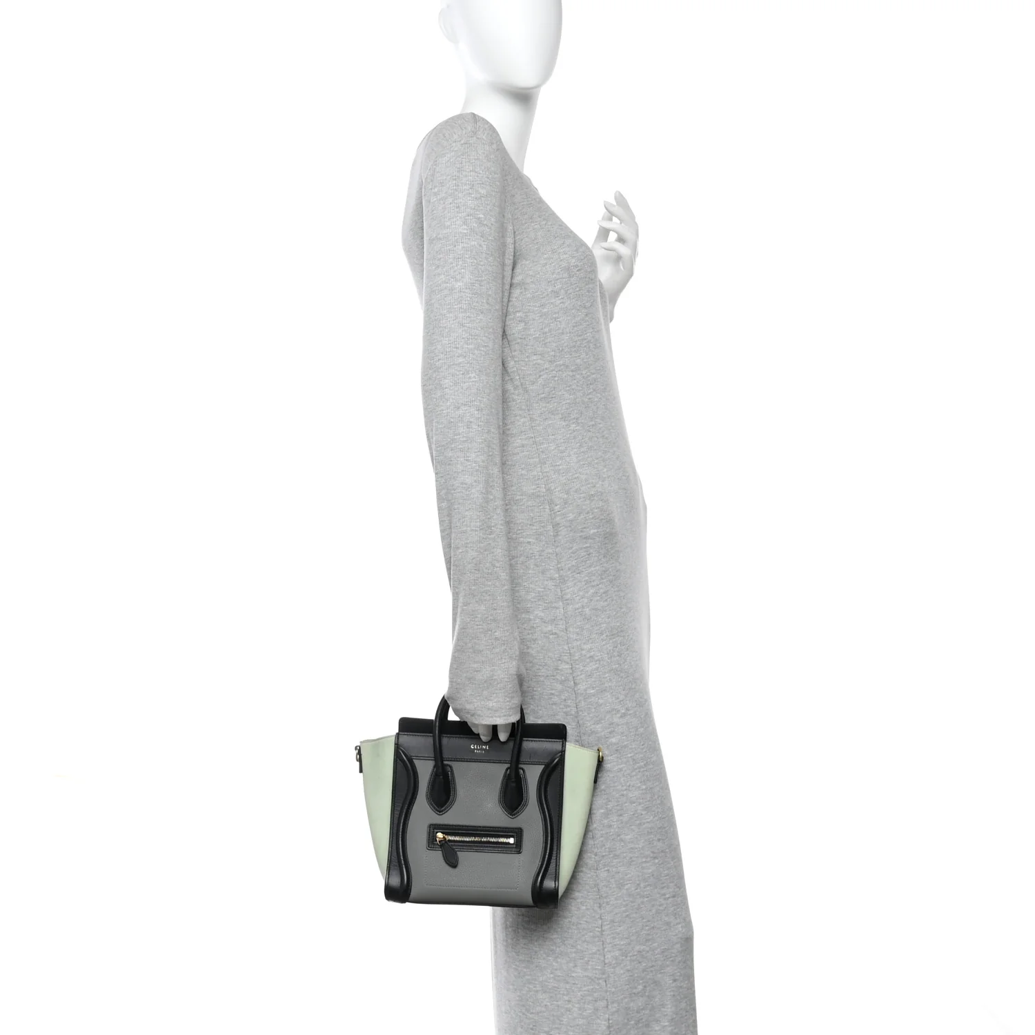 Baby Grained Calfskin Nano Tri-Color Luggage Zinc Almond