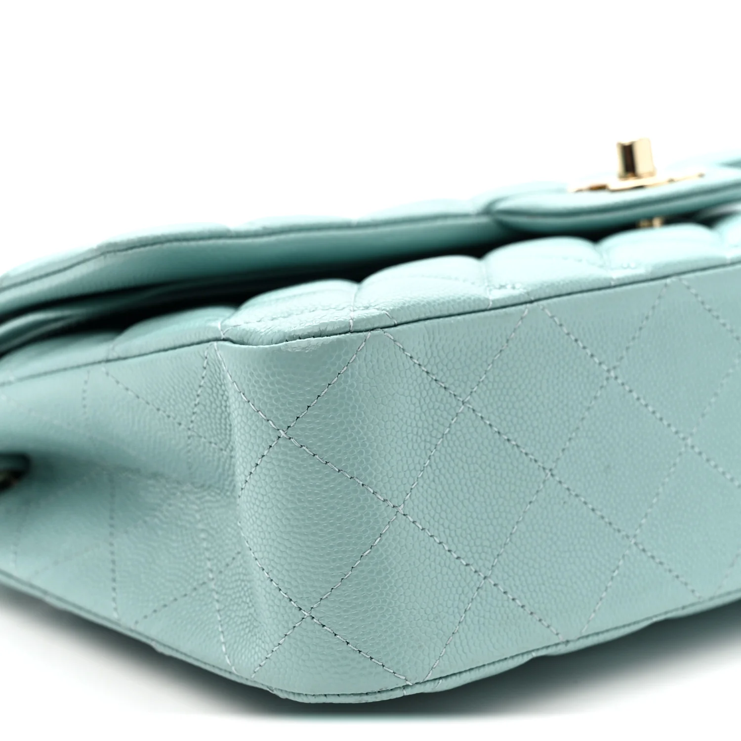 Caviar Quilted Medium Double Flap Light Blue - Top Club