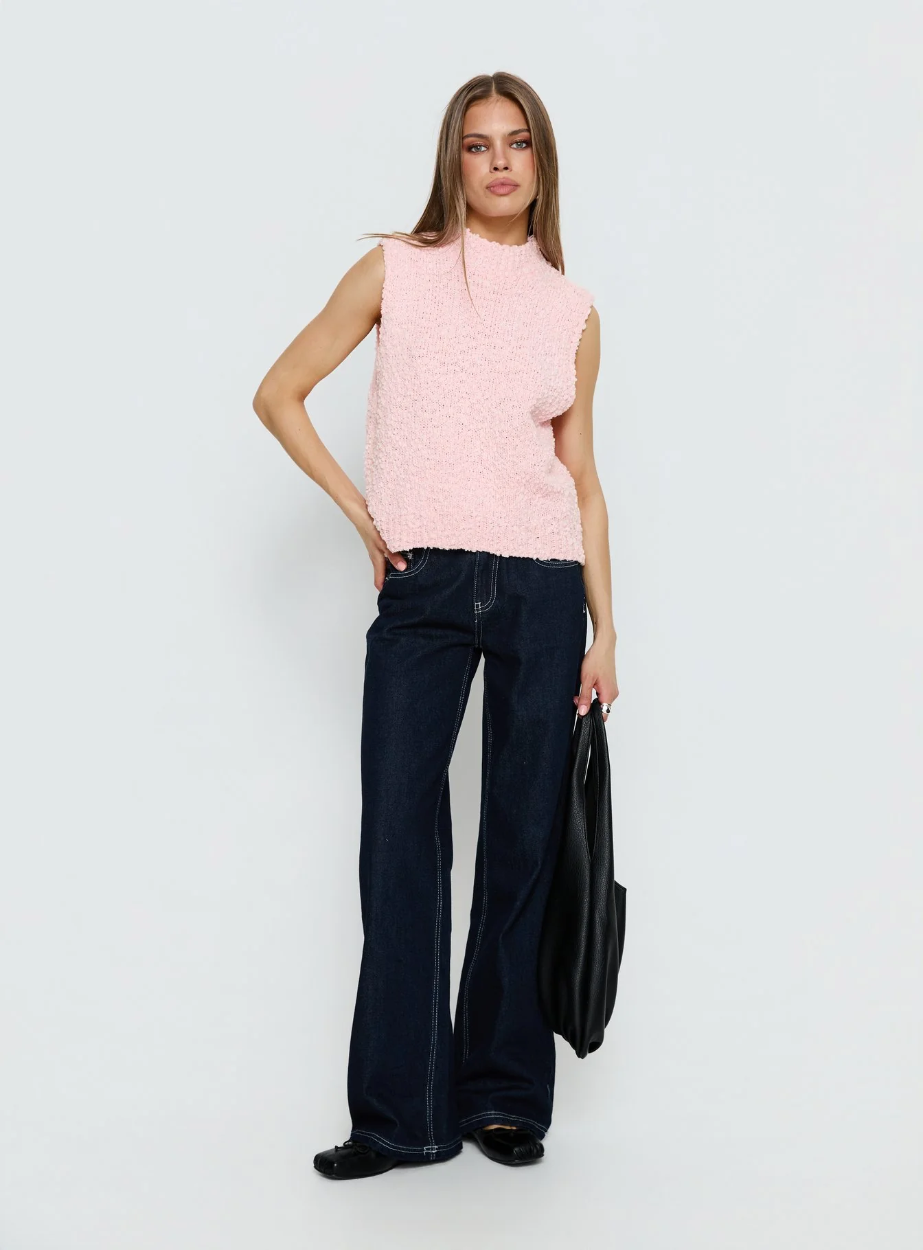 Lanette High Neck Sleeveless Top Soft Pink