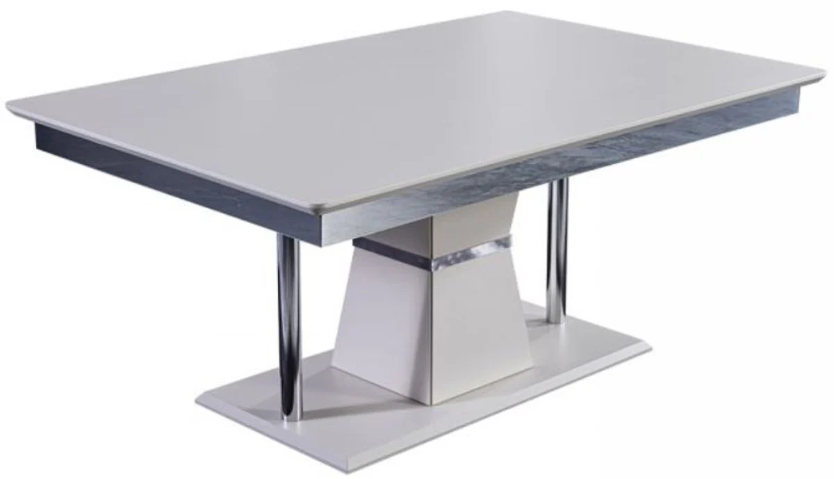 Luxury Art Deco coffee table white / gray / silver 102 x 70 x H. 47 cm - Rectangular living room table - Luxury living room furniture