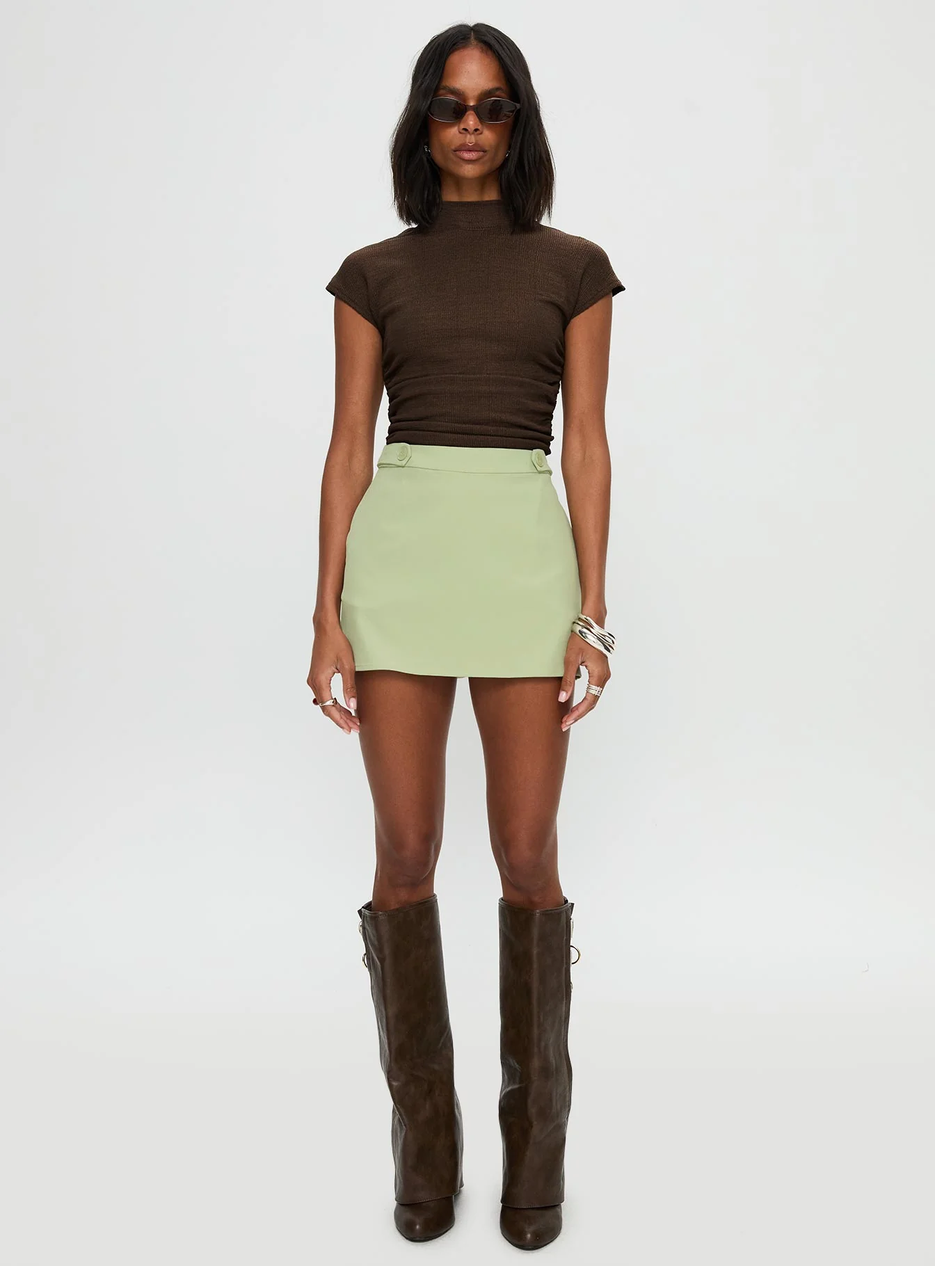Hosier Twill Mini Skirt Green