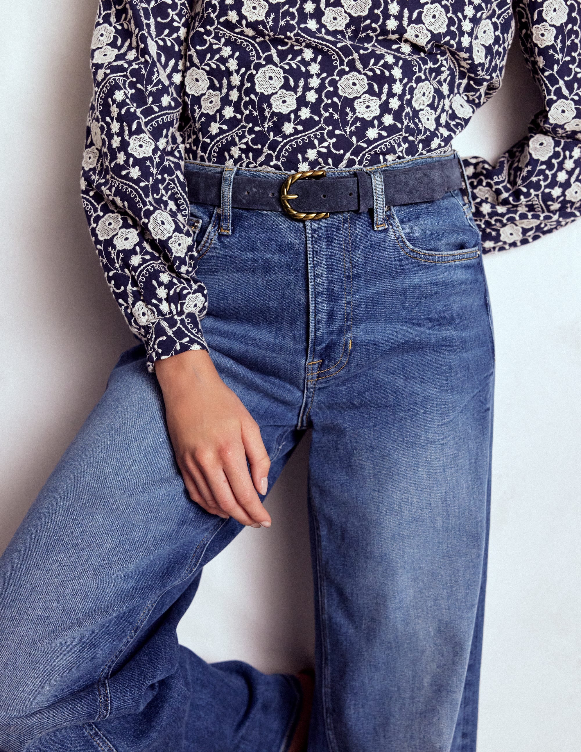 Gürtel mit gedrehter Schnalle-Marineblau