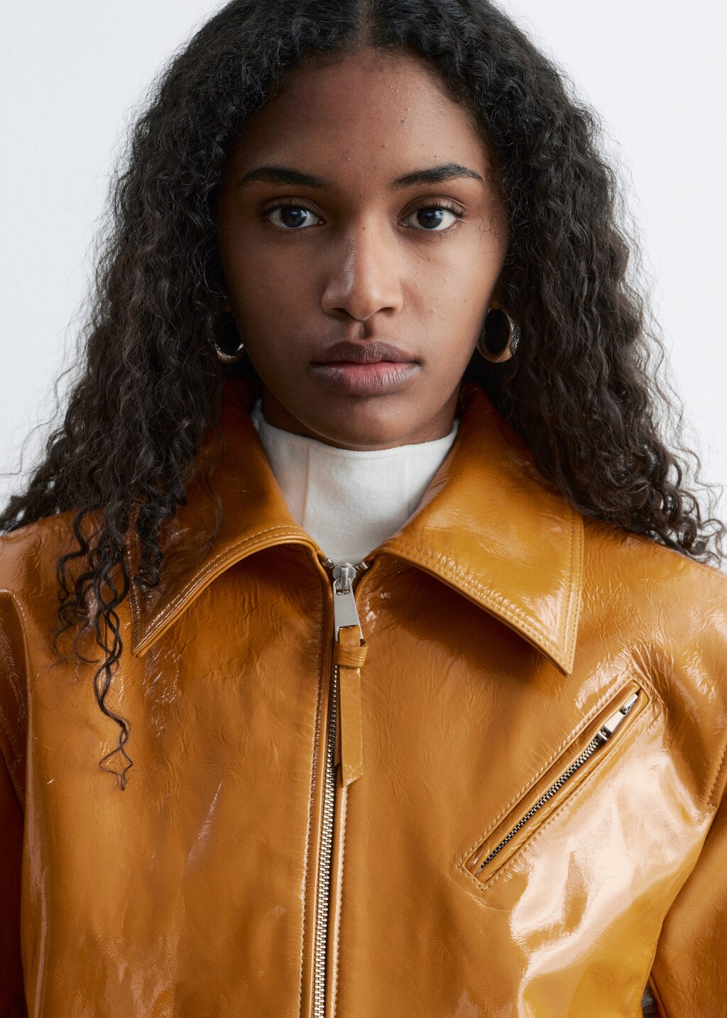 & Other Stories PATENT LEATHER BIKER JACKET