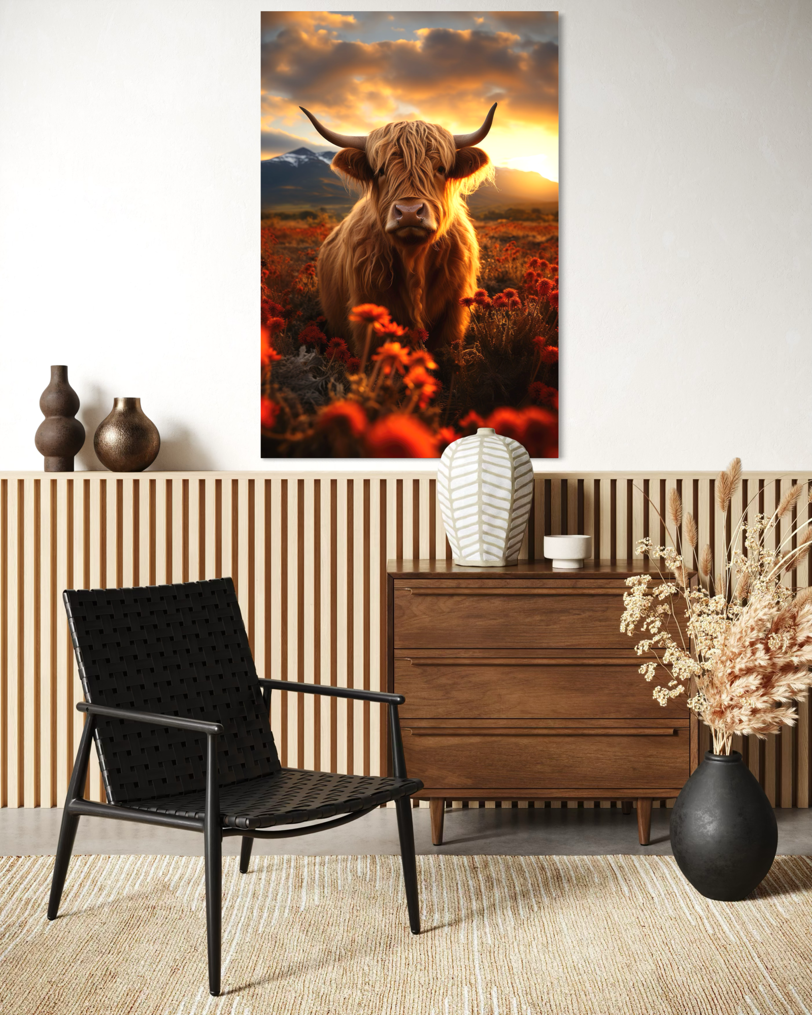 Dibond schilderij 'Scottish Highlander in ..