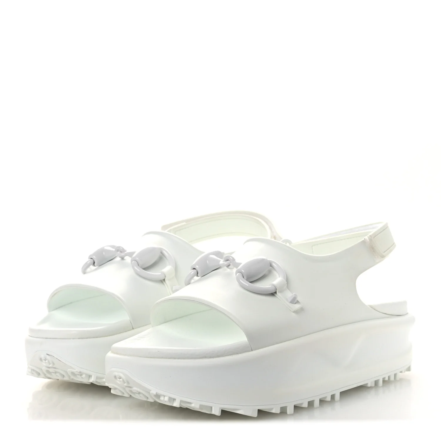 Soft Rubber Horsebit Touch Womens Strapped Sandals 38 Great White - Top Club