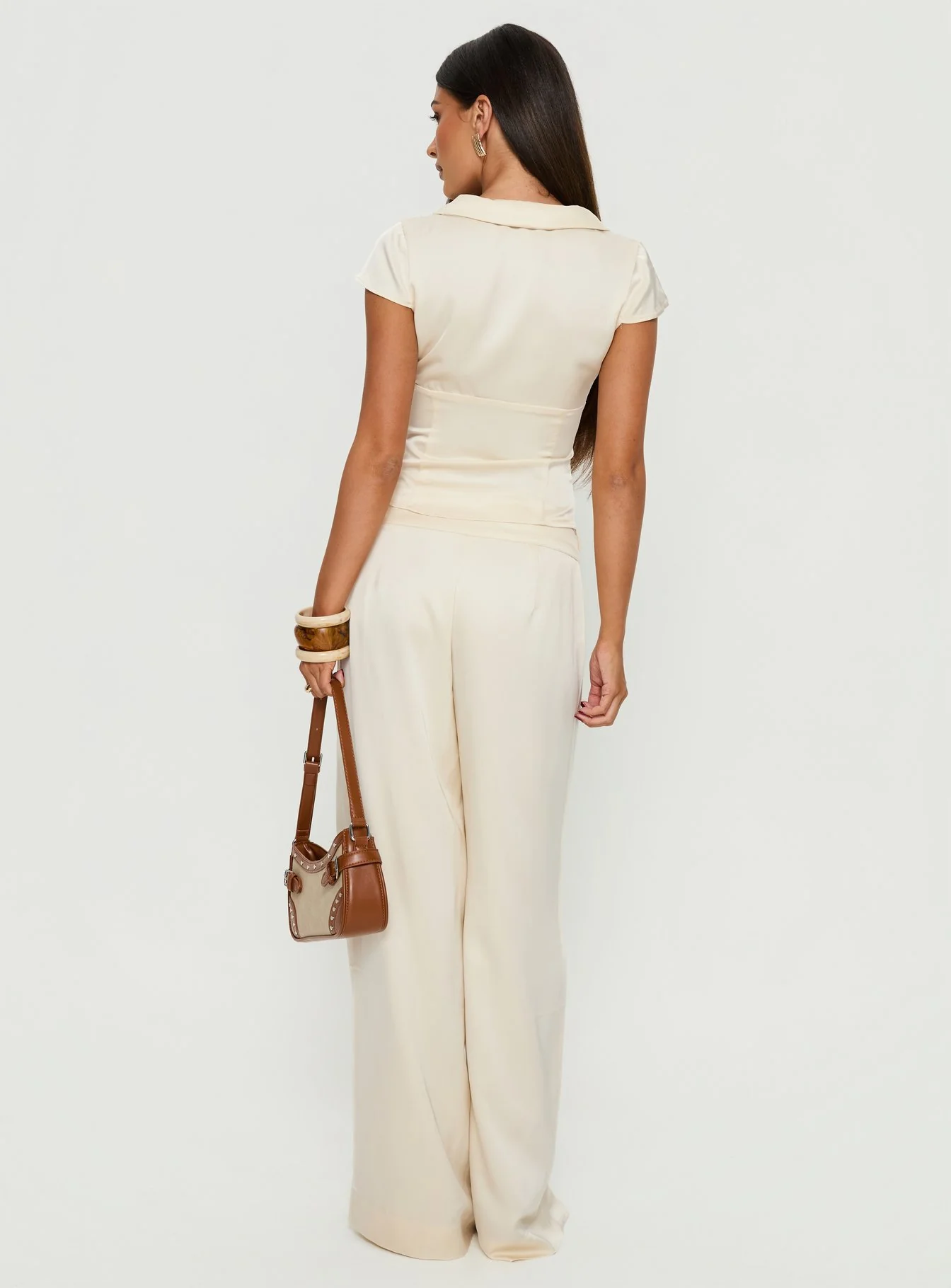 Aubrette Satin Tie Pants Cream