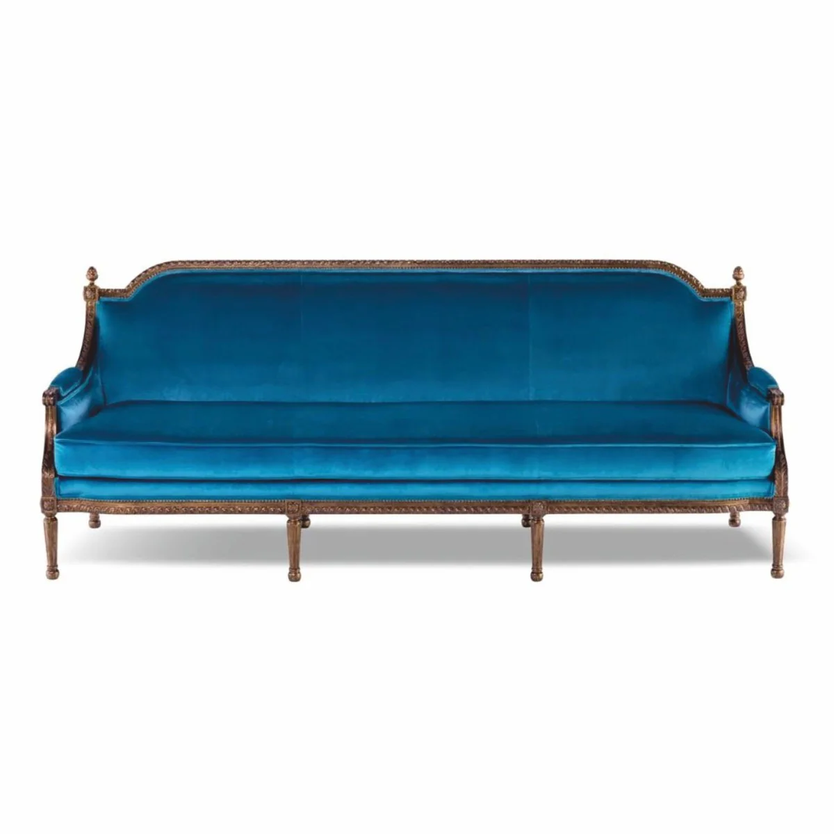 Luxury Baroque Velvet Sofa Blue / Brown 233 cm - Baroque style living room furniture