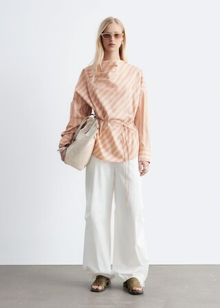 & Other Stories STRIPED COWL-NECK BLOUSE