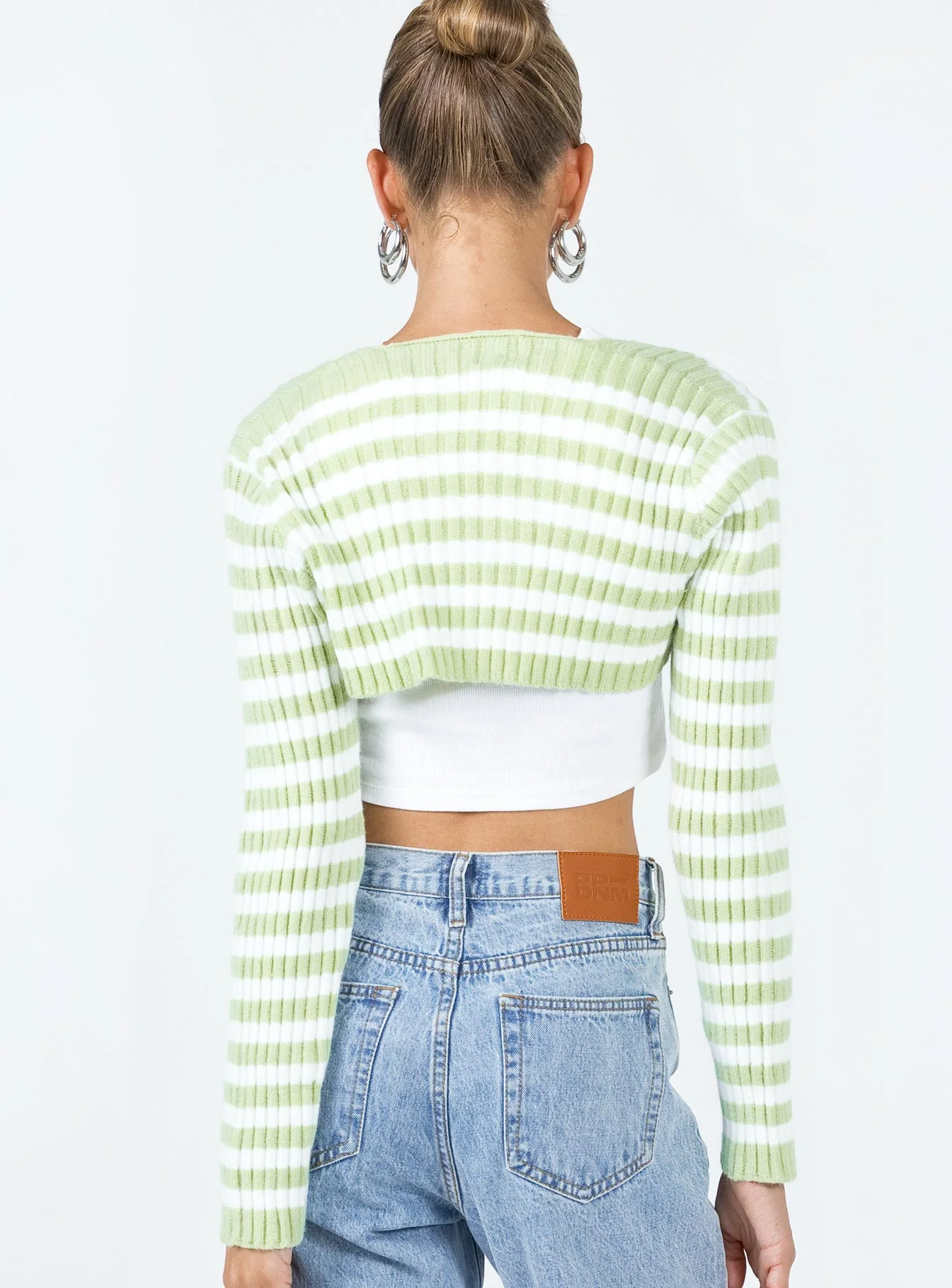 Aytan Bolero Sweater Green/White