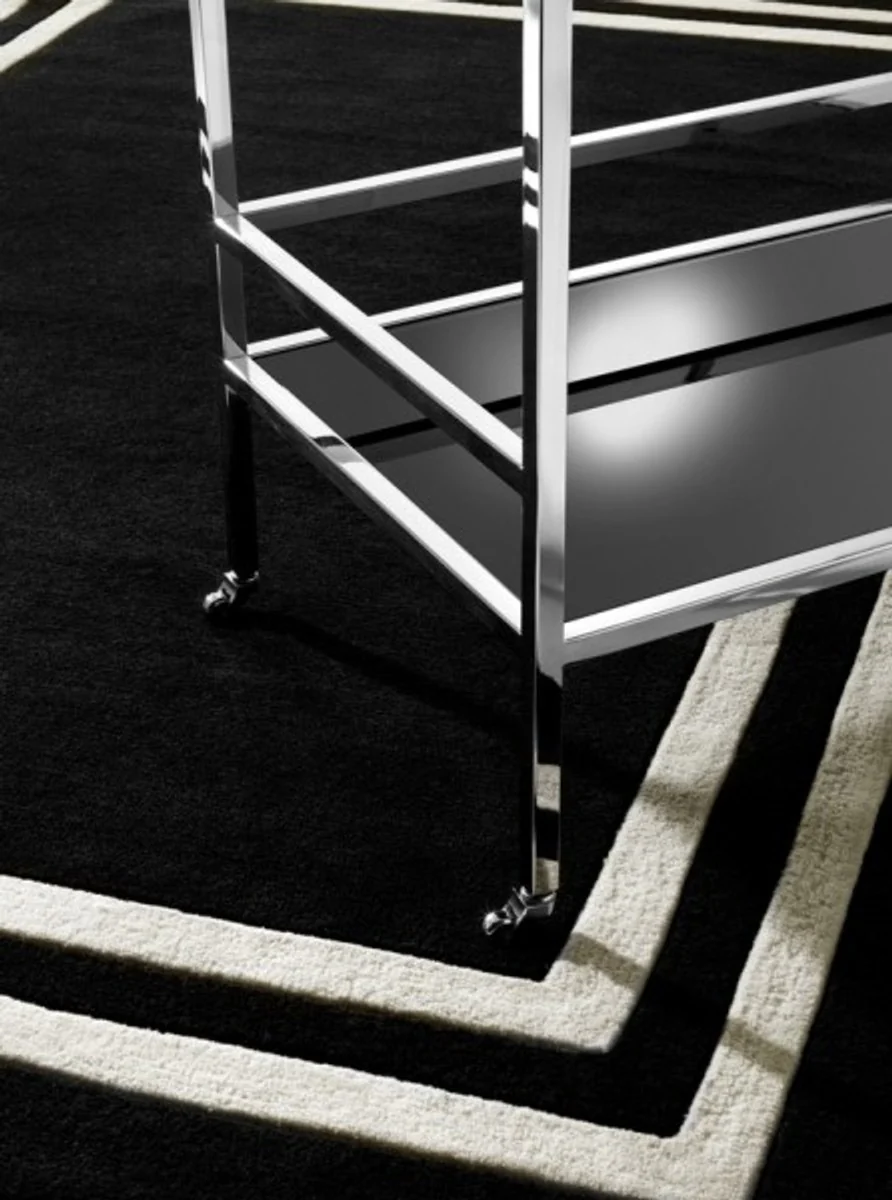 Beautiful luxury carpet made from 100% New Zealand wool, black/white line, velvety soft - high quality
