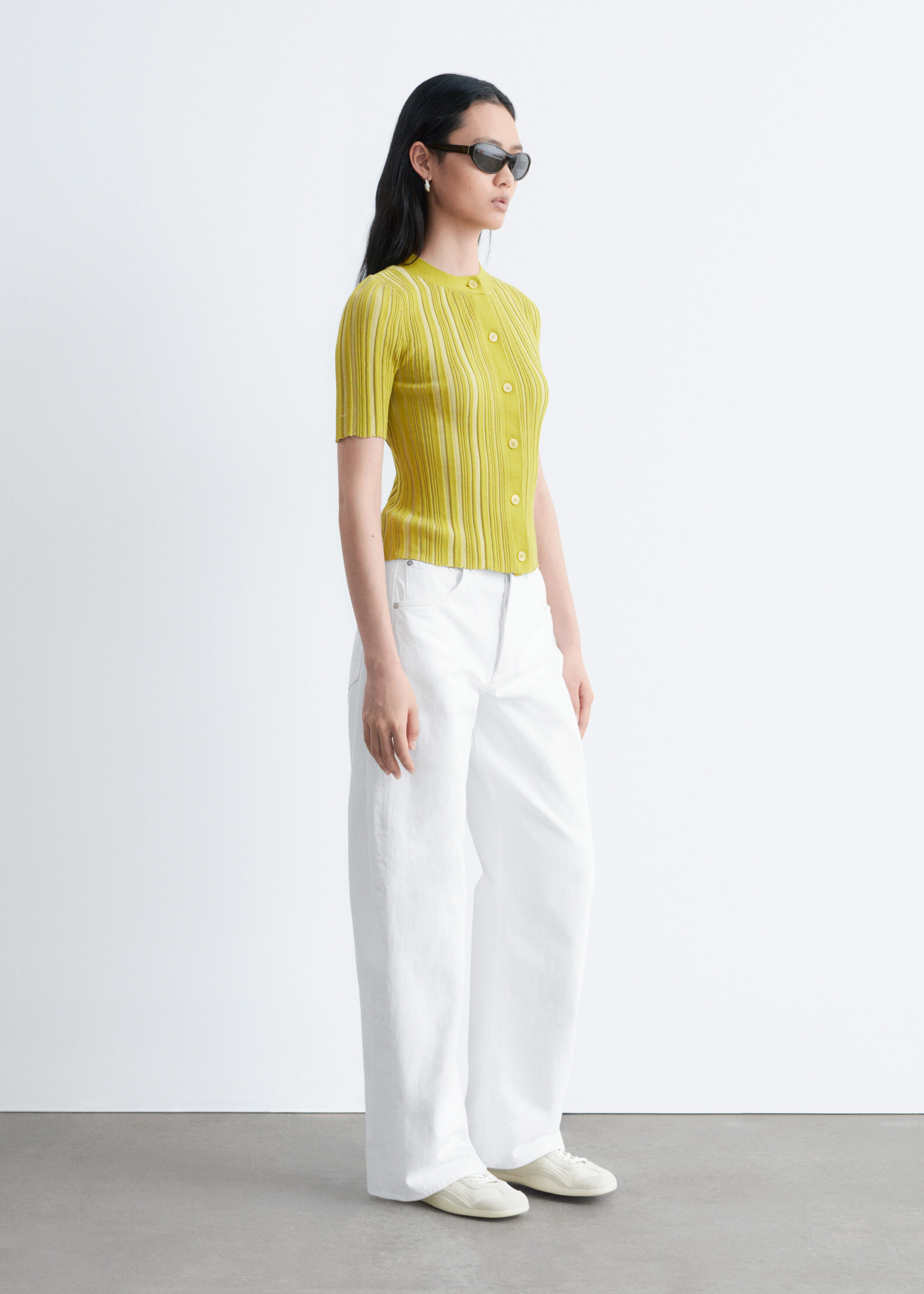 & Other Stories SHORT-SLEEVE RIB-KNIT CARDIGAN